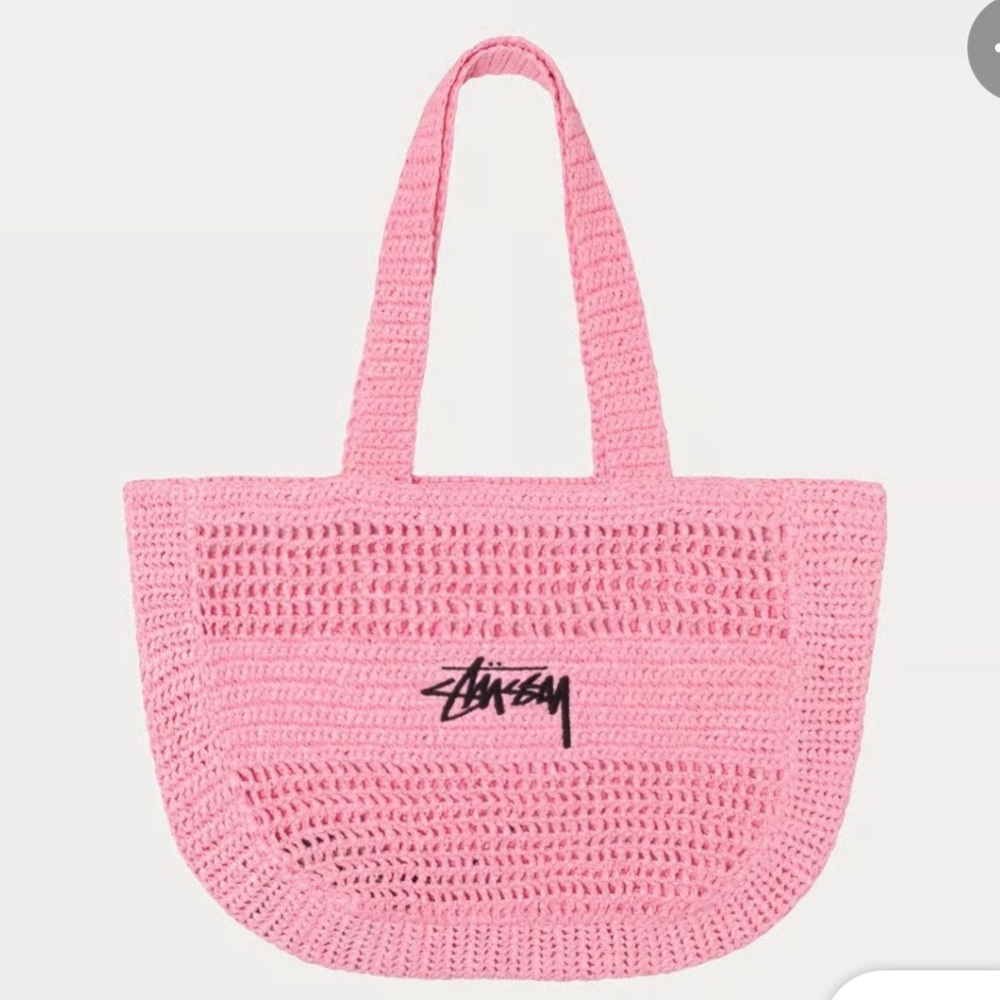 Stussy pink raffia Tote Bag